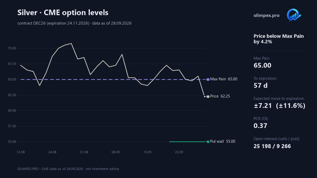 Silver: CME option levels